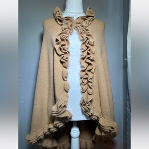 Elegant Tan Ruffle Shrug/Poncho